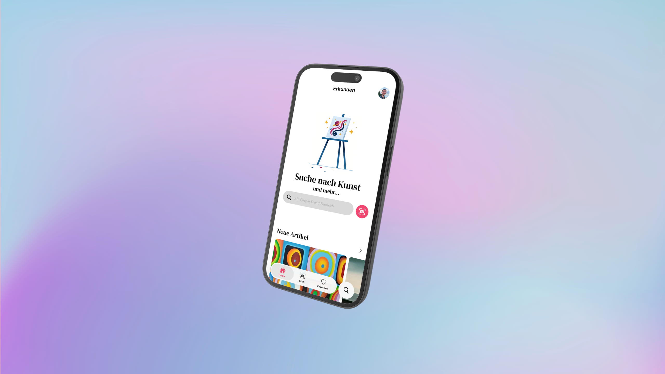 Homescreen der Kunst App
